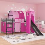 vidaXL Lit mezzanine pour enfants Noir et rose 79 5 x 200 cm Métал