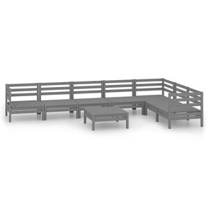Salon de jardin meuble d'extérieur ensemble de mobilier 8 pièces bois de pin massif gris 02_0017840