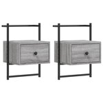 vidaXL Table de chevet murale 2 Pièces sonoma gris 35x30x51 cm