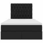 vidaXL Lit avec rangement et matelas Noir 120 x 190 cm tissu