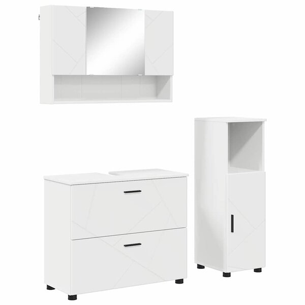 vidaXL Ensemble de mobilier de salle de bain avec tiroir 3 Pièces Blanc