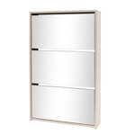 vidaXL Meuble à chaussures 3 étagères Miroir 63x17x102 5 cm Chêne