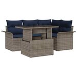 vidaXL Ensemble de canapé de jardin avec coussin 5 Pièces Gris polyrotin