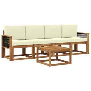 vidaXL Ensemble de canapés d'extérieur 4 pc Naturel et Crème