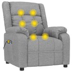 vidaXL Fauteuil électrique de massage Gris clair Tissu