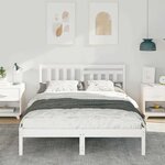 vidaXL Cadre de lit avec tête de lit Blanc 120 x 200 cm Pin massif