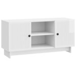 vidaXL Meuble TV 102 x 34 5 x 50 cm Blanc brillant Bois d'ingénierie