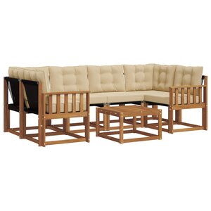 vidaXL Ensemble de canapés d'extérieur 7 Pièces Naturel et Beige