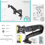 Onkron g160 blk support de bureau pour deux écrans pc de 13 à 32 pouces noir