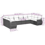 vidaXL Salon de jardin 11 Pièces avec coussins noir résine tressée