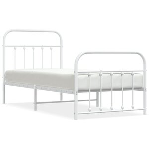 vidaXL Cadre de lit métal sans matelas avec pied de lit blanc 90x200cm