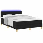 vidaXL Lit à ressort LED avec bandes LED Noir 140 x 190 cm tissu