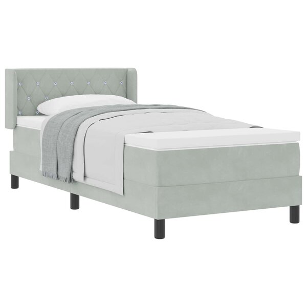 vidaXL Lit à ressorts avec matelas Gris clair 190 x 90 cm Polyester