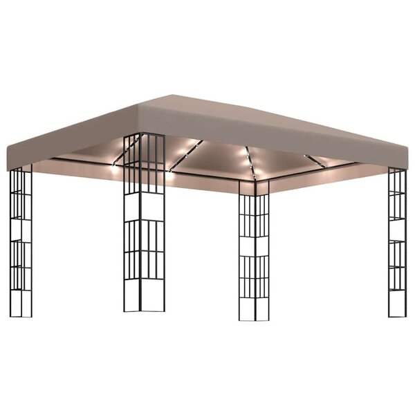 vidaXL Tonnelle avec guirlande lumineuse à LED 4x3 m Taupe