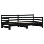 vidaXL Lit de jour avec lit gigogne noir 80x200 cm bois de pin massif