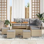 vidaXL Ensemble de canapé de jardin 9 Pièces Beige et Gris clair