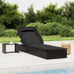 vidaXL Transat avec toit pliable noir 213x63x97 cm résine tressée