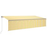 vidaXL Auvent automatique store capteur de vent LED 6x3 m Jaune/blanc
