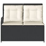 vidaXL Banc inclinable de jardin avec coussins noir résine tressée