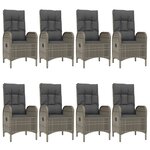 vidaXL Ensemble à manger de jardin 9Pièces et coussins noir et gris