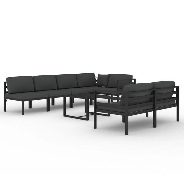 vidaXL Salon de jardin 8 Pièces avec coussins Aluminium Anthracite