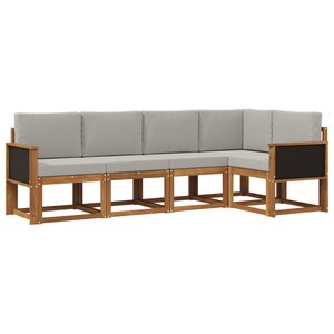 vidaXL Ensemble de canapés d'extérieur 5 Pièces Naturel et gris clair