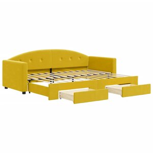 vidaXL Lit de jour avec gigogne et tiroirs jaune 80x200 cm velours