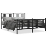 vidaXL Cadre de lit métal sans matelas avec pied de lit noir 150x200cm