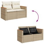 vidaXL Salon de jardin avec coussins 7 Pièces beige résine tressée acacia