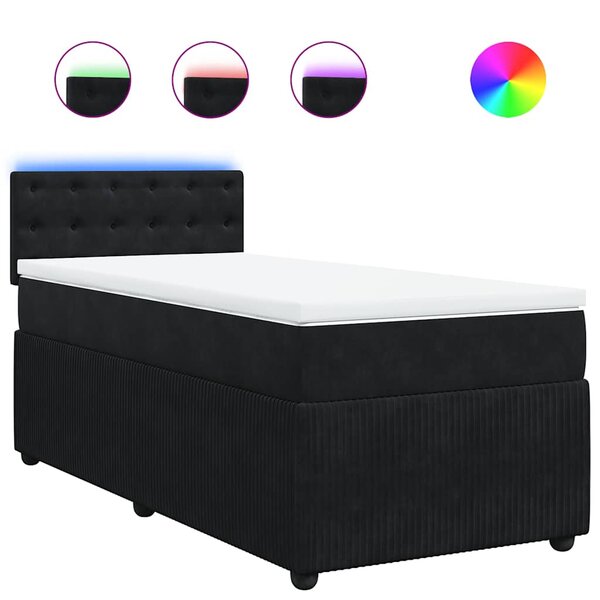 vidaXL Sommier à lattes de lit avec matelas Noir 90x190 cm Velours