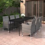 vidaXL Ensemble à dîner de jardin coussins 7 Pièces Résine tressée Verre