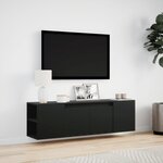 vidaXL Meuble TV mural avec lumières LED noir 135x31x39 5 cm