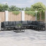 vidaXL Ensemble de canapé de jardin avec coussin 8 Pièces Noir Aluminium