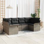 vidaXL Ensemble de canapé de jardin avec coussin 6 Pièces Gris Poly rotin