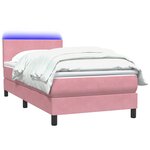 vidaXL Sommier à lattes de lit avec matelas et LED rose 90x220 cm velours