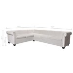 vidaXL Canapé d'angle Chesterfield 6 places en similicuir blanc