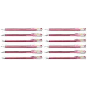 Roller encre gel métallique Dual Metallic  Rose clair+ Vert/Or métallique x 12 PENTEL