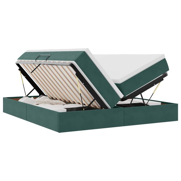 vidaXL Lit avec rangement et matelas Vert foncé 180 x 200 cm Velours