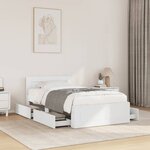vidaXL Cadre de lit avec tête de lit sans matelas blanc 75x190 cm