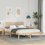 vidaXL Cadre de lit Marron 135 x 190 cm Bois massif en pin