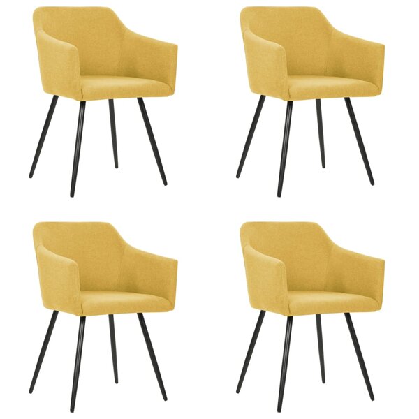 vidaXL Chaises à manger lot de 4 jaune tissu