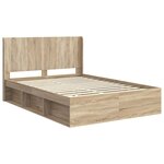 vidaXL Cadre de lit avec rangement et tête de lit Chêne Sonoma