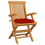vidaXL Chaises de jardin avec coussins rouge lot de 3 Bois teck massif
