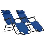 vidaXL Chaises longues pliables 2 Pièces avec repose-pied Acier Bleu