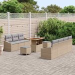 vidaXL Ensemble de canapé de jardin 10 Pièces Beige et Gris clair