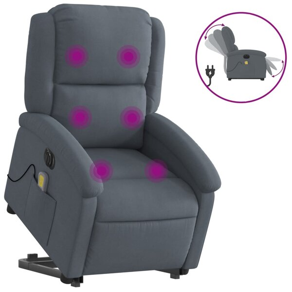 vidaXL Fauteuil inclinable de massage électrique gris foncé velours