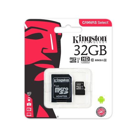 Carte mémoire Micro Secure Digital (micro SD) Kingston Canvas Select 32 Go  SDHC Class 10 avec adaptateur - La Poste