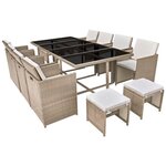 vidaXL Salon de jardin encastrable avec coussins 13 Pièces Rotin Beige