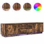 vidaXL Meuble TV avec lumières LED chêne fumé 193 5x41x50 cm