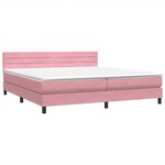vidaXL Sommier à lattes de lit avec matelas et LED rose 180x210 cm velours